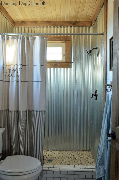 rustic corrugated metal shower